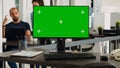 Computer desktop with greenscreen Royalty Free Stock Photo