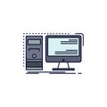 Computer, desktop, hardware, workstation, System Flat Color Icon Vector Royalty Free Stock Photo