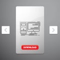 Computer, desktop, hardware, workstation, System Line Icon in Carousal Pagination Slider Design & Red Download Button Royalty Free Stock Photo