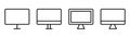 Computer desktop icon set. Desktop monitor in line. Computer screen in linear. Outline PC icons set. Stock vector