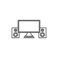 Computer desktop with multimedia speaker icon. Royalty Free Stock Photo