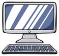 Computer desktop setup cartoon illustration featuring a monitor and keyboard for office work or technology projects Royalty Free Stock Photo