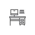 Computer desktop table outline icon