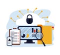 Computer device data cloud storage security flat design vector