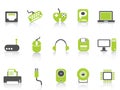 Computer device icons set ,green series