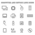 Computer and device line icons Royalty Free Stock Photo