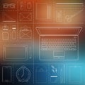 Computer device, office objects and business working elements Royalty Free Stock Photo