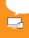 Computer and device with speech bubble flat design modern vector Royalty Free Stock Photo