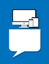 Computer and device with speech bubble flat design modern vector Royalty Free Stock Photo