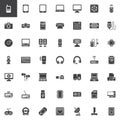 Computer devices, hardware vector icons set Royalty Free Stock Photo