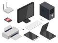 Computer devices realistic illustrations set