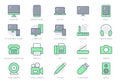 Computer devices simple line icons. Vector illustration with minimal icon - laptop, pc, smartphone, tv, monitor, tablet Royalty Free Stock Photo