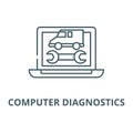 Computer diagnostics line icon, vector. Computer diagnostics outline sign, concept symbol, flat illustration Royalty Free Stock Photo