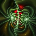 Computer digital fractal art abstract factals fantastic green relief space spirals Royalty Free Stock Photo