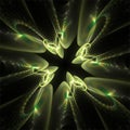Computer digital fractal art abstract fractals funny 3D green space rotating discs Royalty Free Stock Photo
