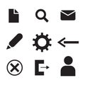 Computer Digital Icons Symbols. Set of file search mail email pen edit settings gear arrow back exit close escape user person Royalty Free Stock Photo