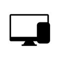 Computer disk symbol flat black line icon, Vector Illustration Royalty Free Stock Photo