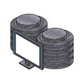 Computer with disks isometric scribble