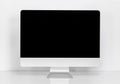 Computer display with blank black screen at the desk Royalty Free Stock Photo
