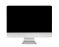 Computer display with blank black screen isolated on white background