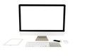 Computer display with blank screen and wireless keyboard Royalty Free Stock Photo