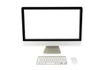 Computer display with blank screen and wireless keyboard Royalty Free Stock Photo