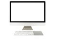 Computer display with blank screen and wireless keyboard Royalty Free Stock Photo