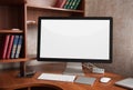 Computer display with blank white screen Royalty Free Stock Photo