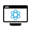 Computer Display with Blue Atom Symbol Illustration for Technology Concept Royalty Free Stock Photo