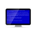 Computer display with BSOD error on white. Operation system crash.