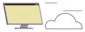 Computer display and cloud outline representing digital cloud computing and online data storage Royalty Free Stock Photo