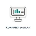 computer display with graphs, chart bars and financial analytics, business and fin icon, symbol of tech, financial design,