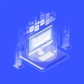 Computer display, keyboard, mouse pad and programming languages. Web application or software development, internet Royalty Free Stock Photo