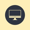 Computer display monitor PC icon in flat style on round background Royalty Free Stock Photo