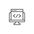Computer display with seo outline icon Royalty Free Stock Photo