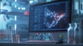 Computer display showcasing AI-driven bioinformatics research in a laboratory setting Royalty Free Stock Photo