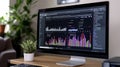 Computer Display Shows Financial Data Graphs And Charts