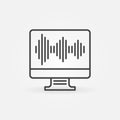 Computer Display with Sound wave line vector icon