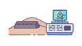 Computer Displaying Complex Data or Brain Structure, vector design Generative AI Royalty Free Stock Photo