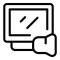 Computer displaying warning message with attached loudspeaker icon Royalty Free Stock Photo
