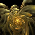 Computer ditigal fractal art, abstract fractals, decorative yellow glass shape