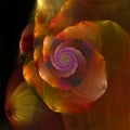Computer ditigal fractal art, abstract fractals, delicate orange cotton wool flower