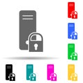 computer and document on sheet multi color style icon. Simple thin line, outline vector of web icons for ui and ux, website or Royalty Free Stock Photo
