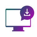 Computer download icon. Message bubble symbol. Screen arrow Vector. Chat load sign. Royalty Free Stock Photo