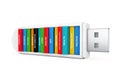 Computer Education Concept. School Books in USB Flash Drive. 3d Royalty Free Stock Photo