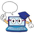 Computer educational tools achieve a graduation degree. doodle icon image