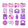 Computer element pixel art vector illustration set Royalty Free Stock Photo