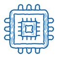 Computer Element Processor doodle icon hand drawn illustration Royalty Free Stock Photo