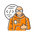 computer engineer worker color icon vector illustration Royalty Free Stock Photo