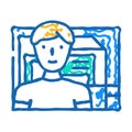 computer engineer worker icon doodle illustration